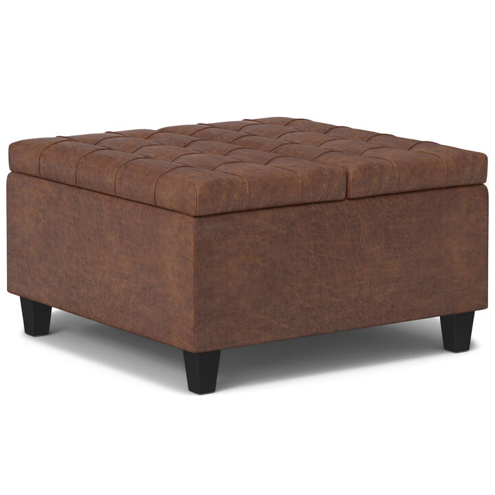 Simpli Home Harrison Small Square Coffee Table Storage Ottoman