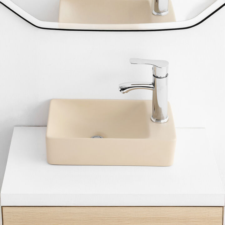Felix 15 in. W x 8 in. D Modern Wall Mounted Rectangular Ceramic Mini Sink