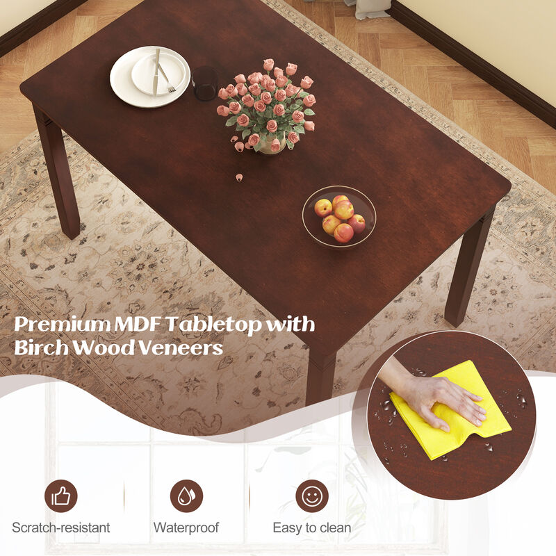 Compact Rectangular Dining Table for 4 People &ndash; Wood and Rubber Wood Legs image number 7