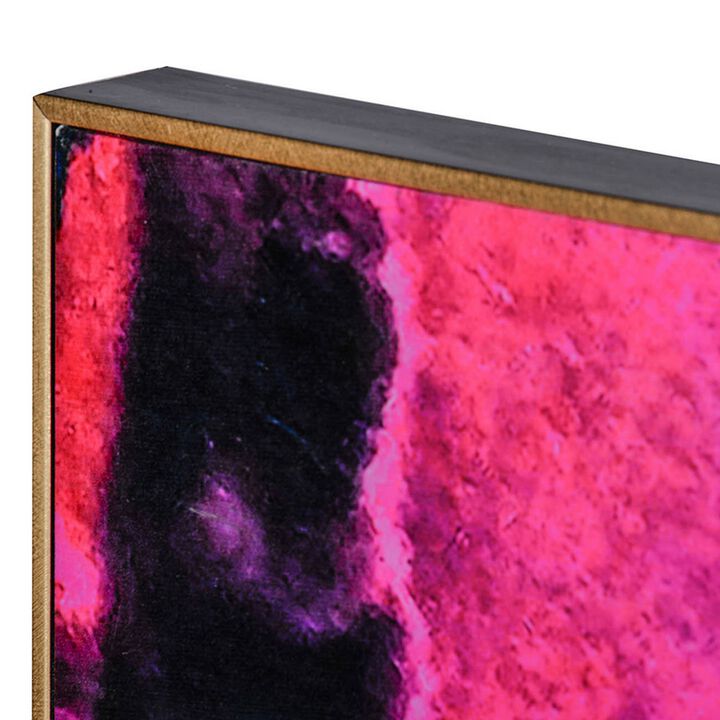 35 x 35 Set of 2 Framed Wall Art Prints, Gold Pink Purple Abstract Painting - Benzara