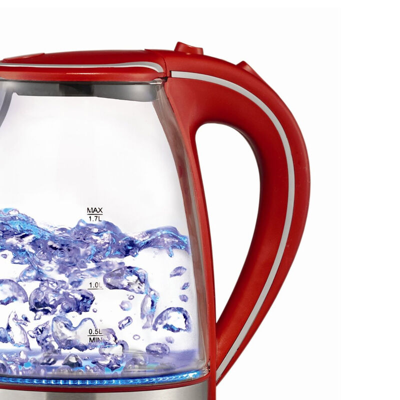 Brentwood Tempered Glass Tea Kettles, 1.7-Liter, Red image number 3