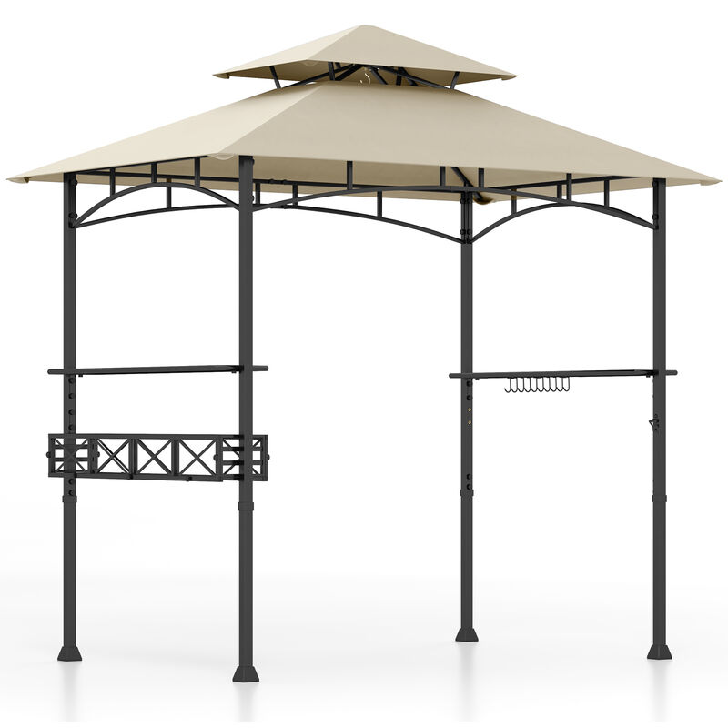 Outdoor Grill Gazebo with 2 Side Shelves and 10 Hooks
