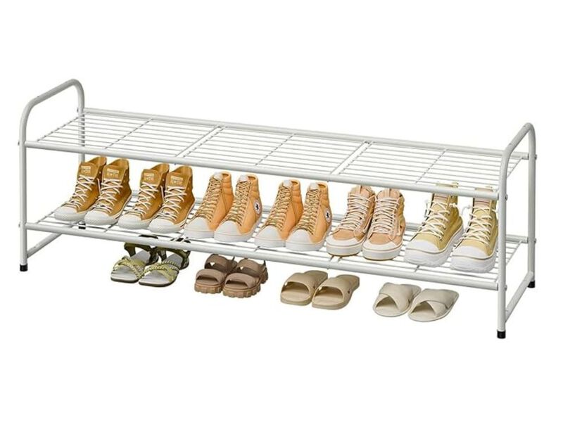 Metal Shoe Organizer 2 Tier Closet Storage White Rack 44 Inch image number 0