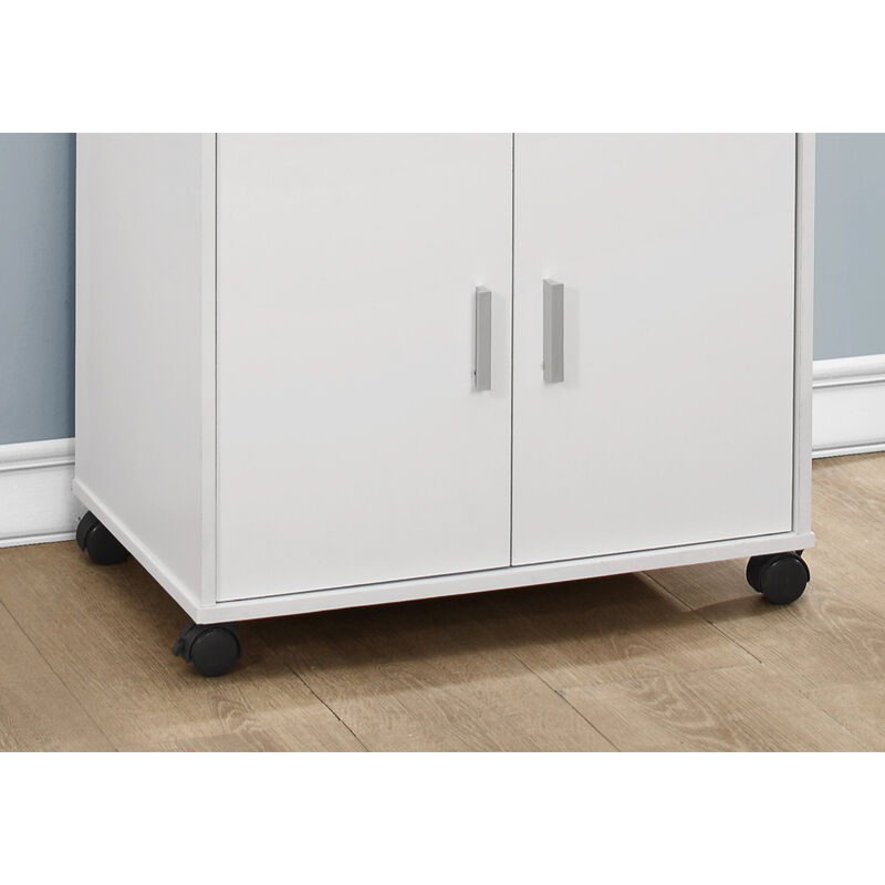 Monarch Specialties I 3139 Kitchen Cart, Rolling Mobile, Storage, Utility, Laminate, White, Contemporary, Modern