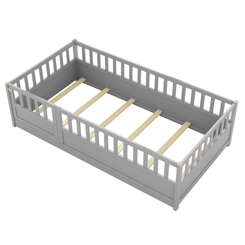 Merax Twin Size Floor bed, integral construction with super high security barrier image number 0