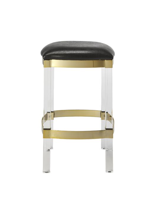 Stainless Steel and Steel Backless Counter Height Bar Chair with Footrest for Kitchen