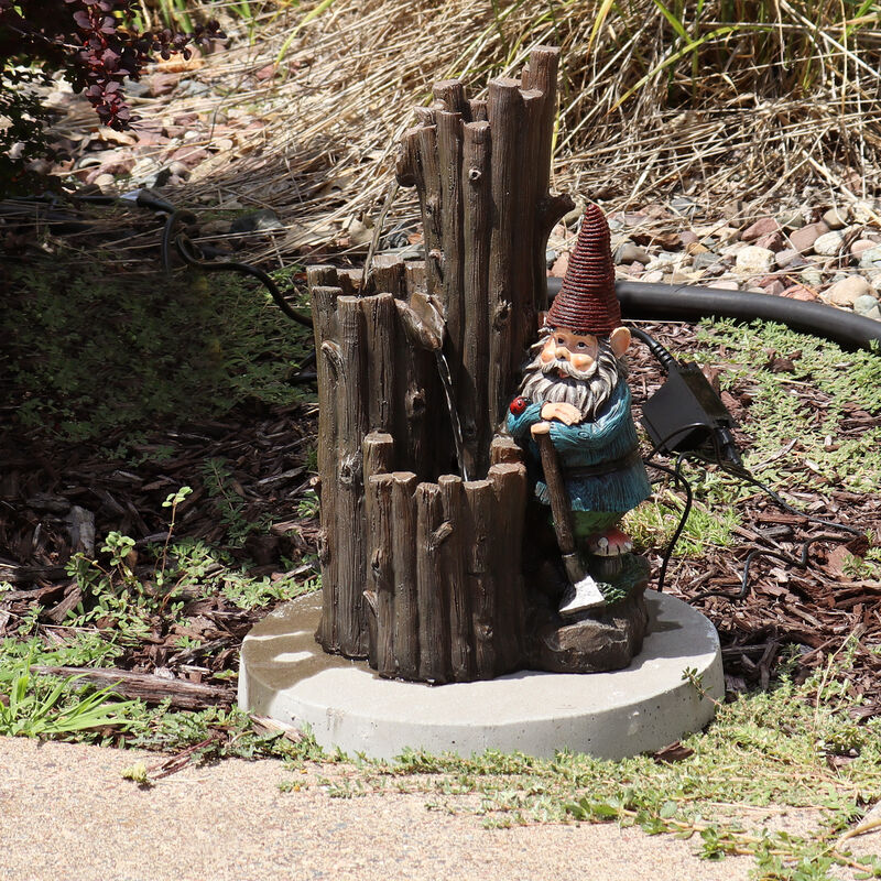 Sunnydaze Resting Gnome Outdoor Water Fountain with LED Lights - 17 in image number 2