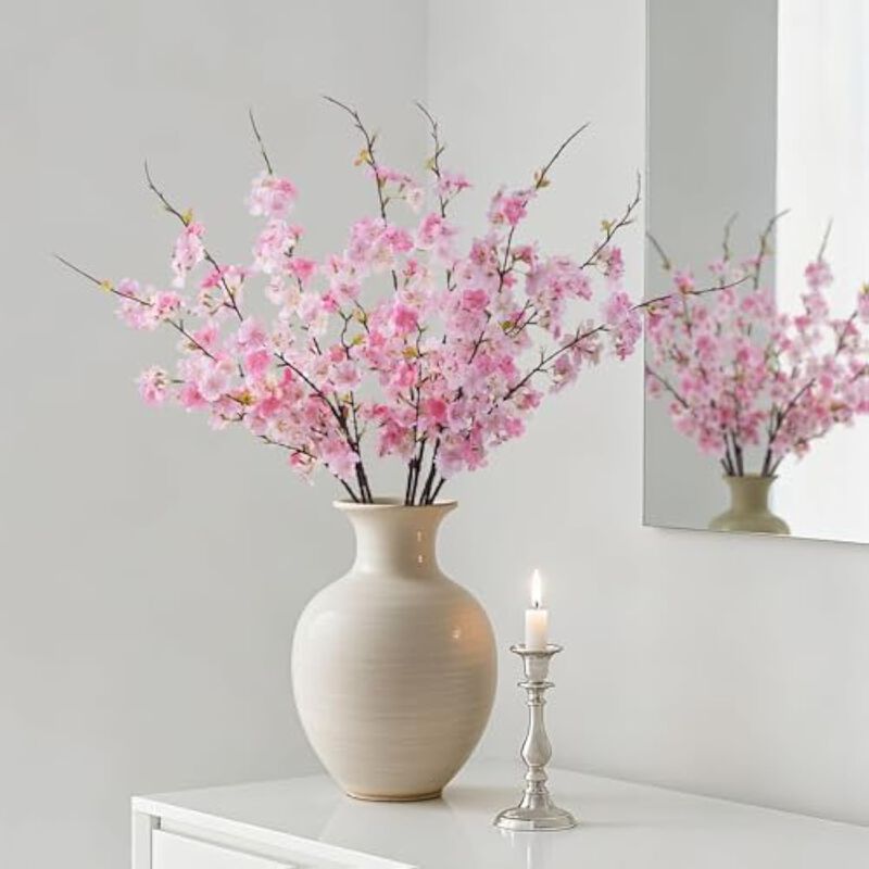 8 Piece White Artificial Greenery Stems Long Stem Vase Filler image number 3