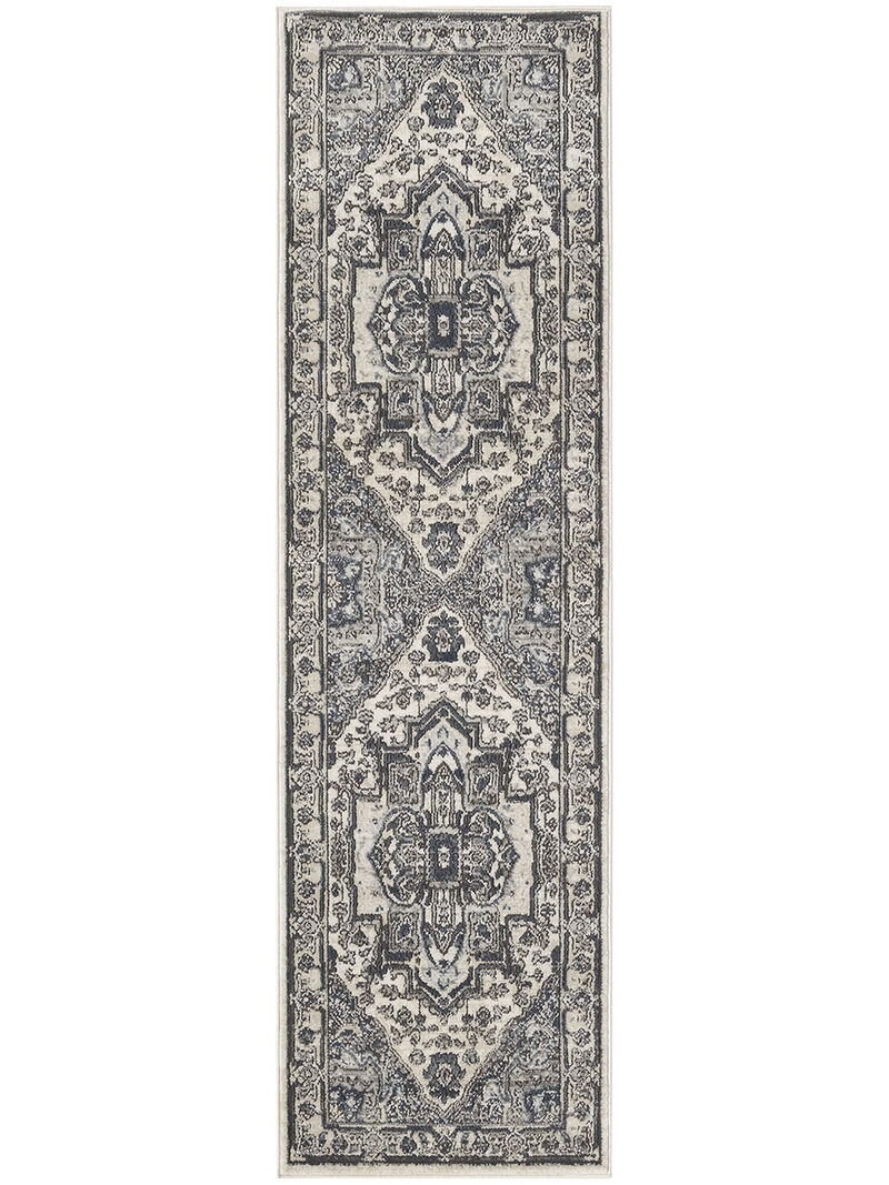 Quarry QUA18 Ivory/Navy 2'2" x 7'6 Rug