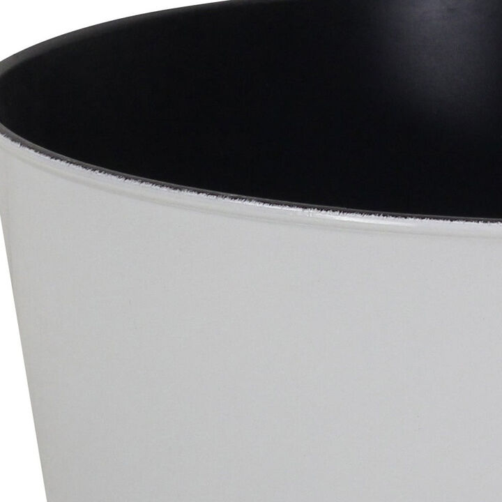 HomeRoots 12" White Recycled Plastic Indoor Outdoor Round Pot Planter