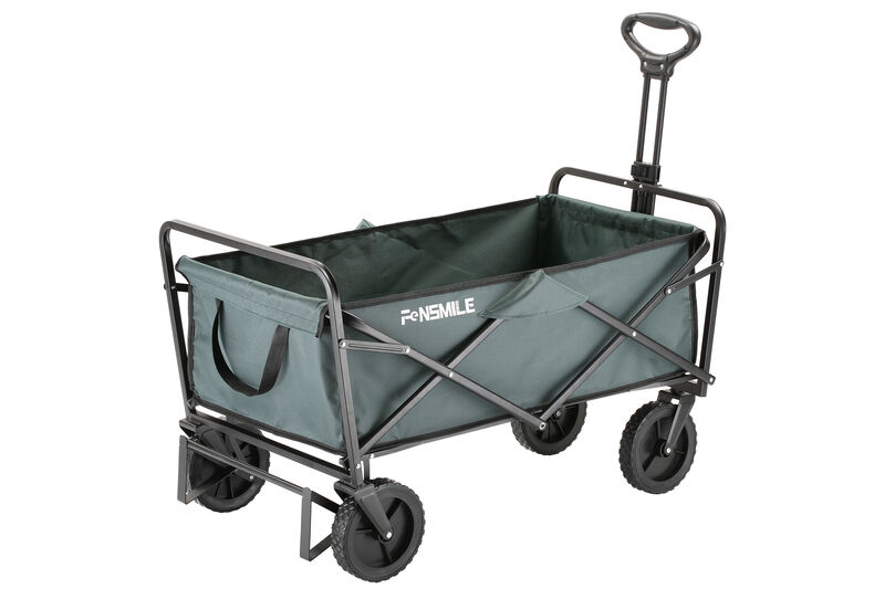 EchoSmile 4.06 cu. ft. Fabric Portable Garden Cart with Adjustable Rolling Wheels in Green