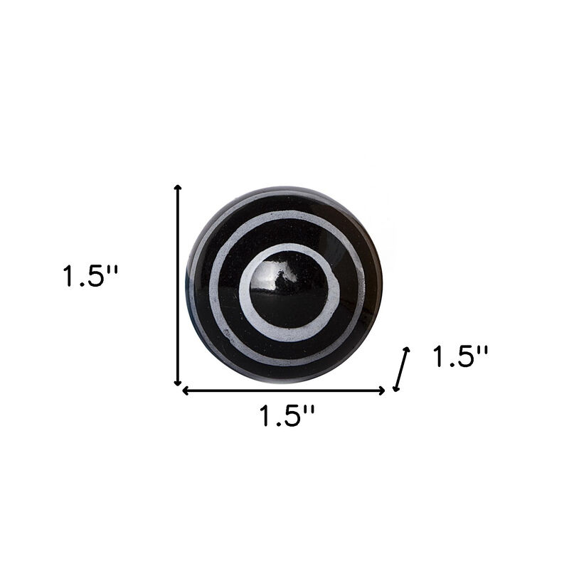 HomeRoots Set of Eight Black And Gray Ceramic And Metal Drawer Pull Knobs image number 4