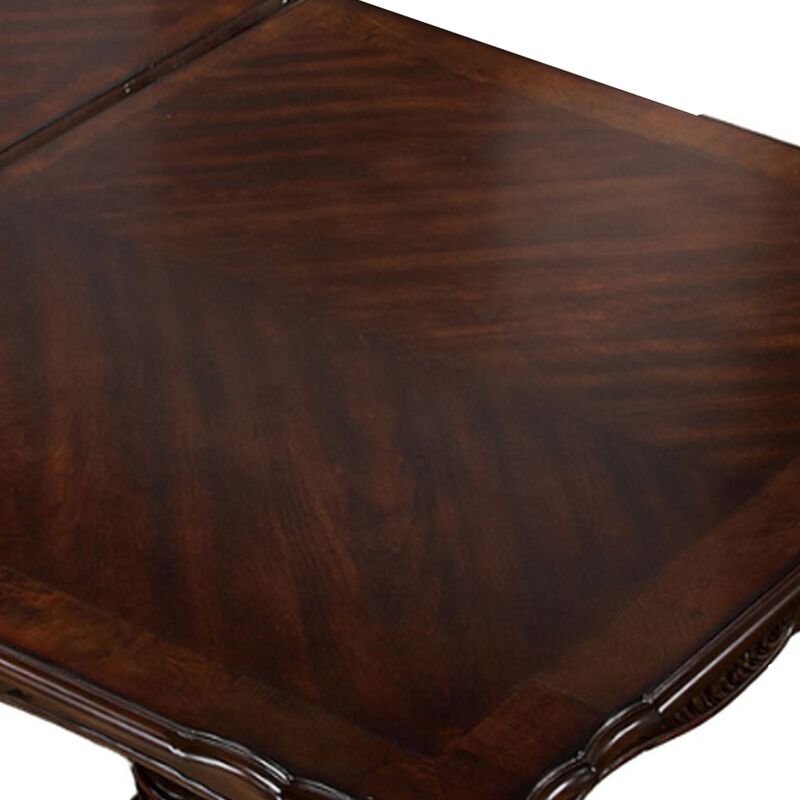 Zenie Dining Table, Extension Leaf, 77-95 Inch, Cherry Brown Solid Wood image number 4