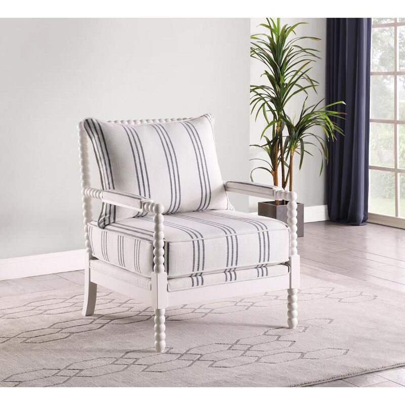 Coaster Co. of America Blanchett Upholstered Accent Chair with Spindle Accent White and Navy