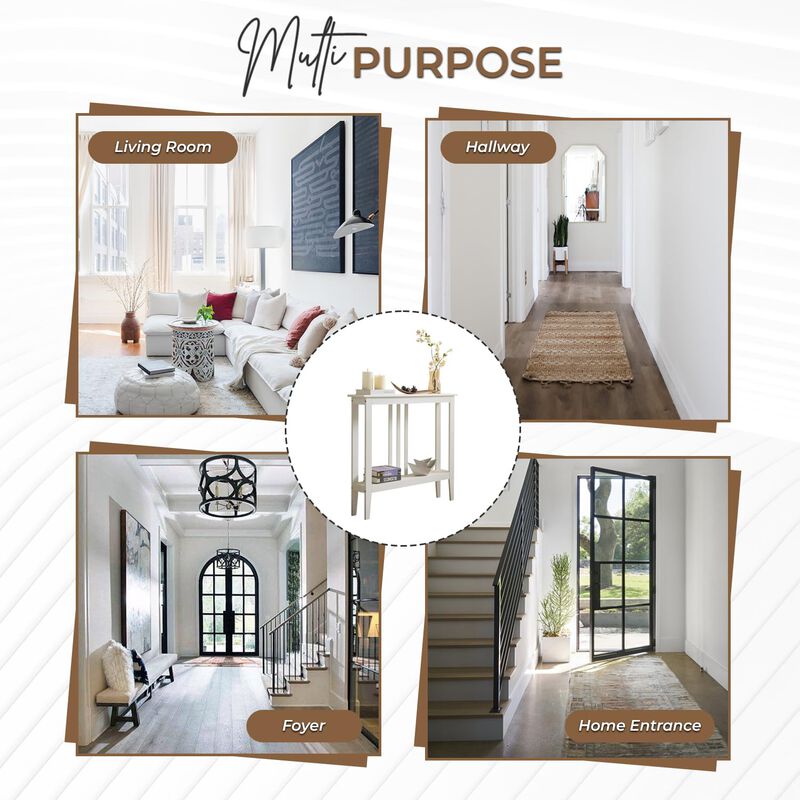 Kings Brand Furniture Balfour Console Table &ndash; Durable Wood, Windsurfer Finish, Smooth Top & Lower Shelf