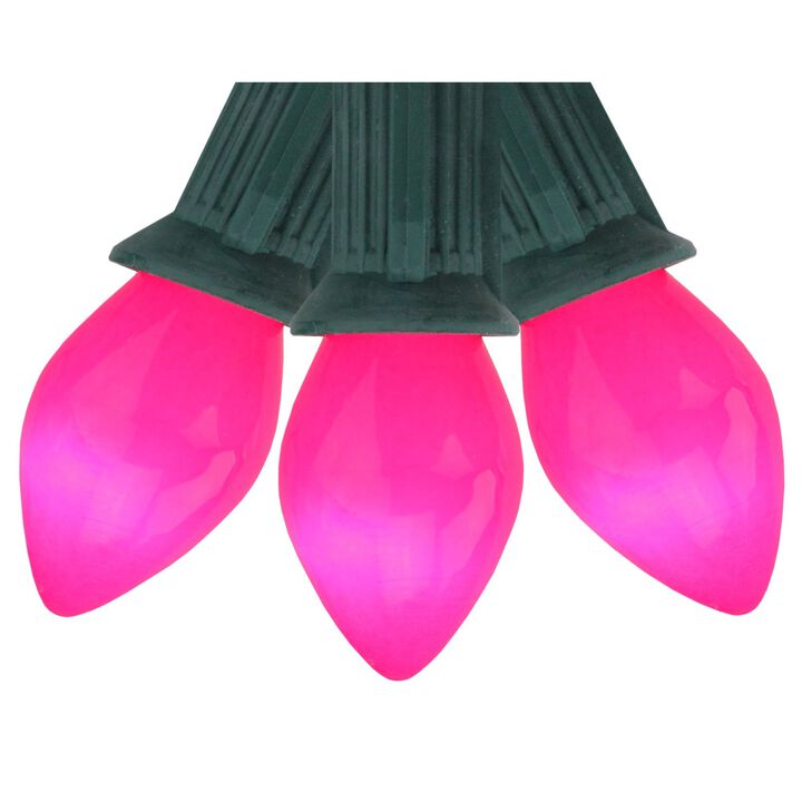 25-Count Opaque Pink C7 Christmas Light Set  24 ft Green Wire