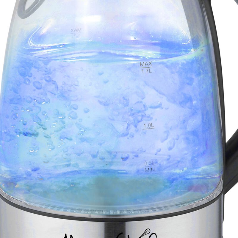 MegaChef 1.7Lt. Glass and Stainless Steel Electric Tea Kettle