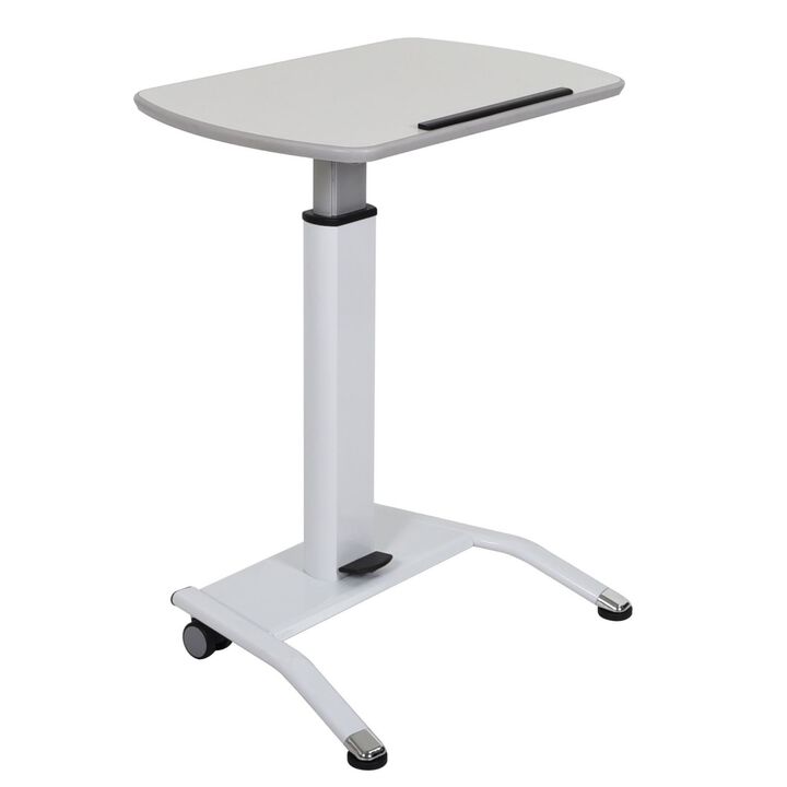 Ergode Height Adjustable Rolling Presentation Lectern with Integrated Stopper and Pneumatic Foot Pedal, White - Perfect for Office, Education, Training and Healthcare