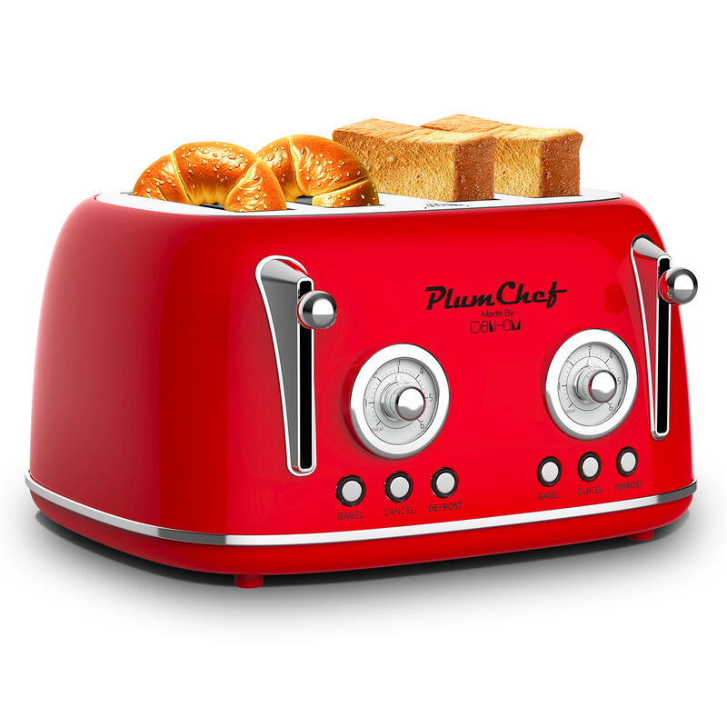 4 Slice Retro Style Toaster, 1650W Dual Control Toaster , 6 Browning Settings, Removable Crumb Tray image number 7