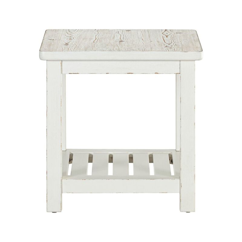 Liberty Furniture End Table for Living Room Farmhouse - Weathered White & Parchment Brown image number 3