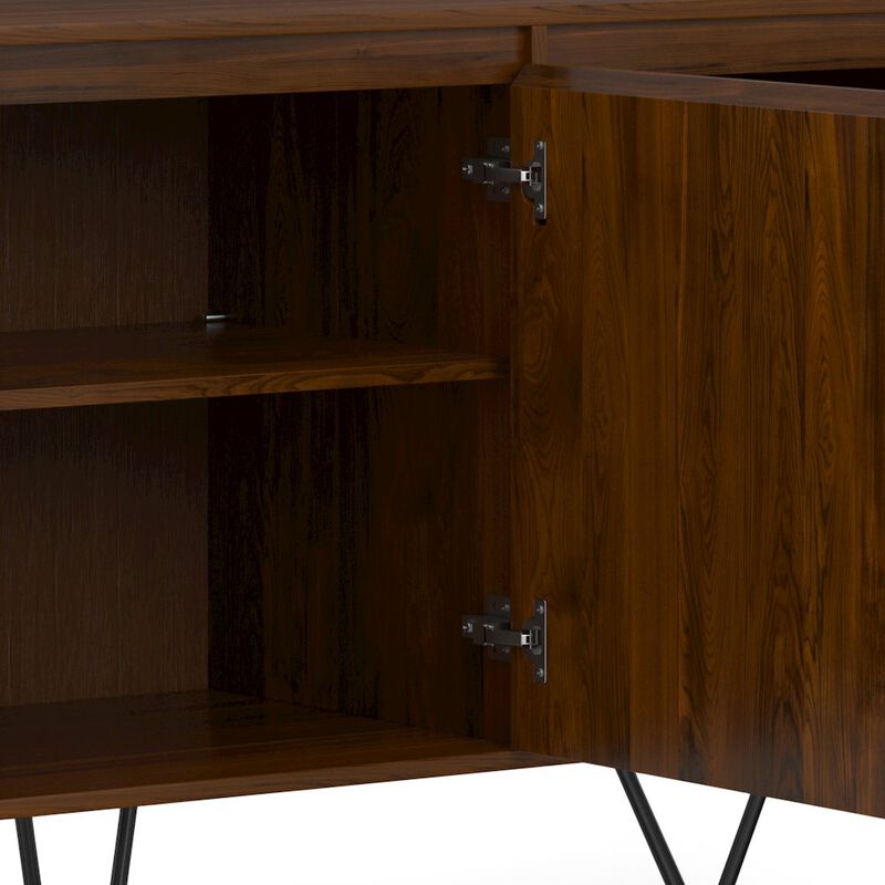 Simpli Home Hunter 3 Door Sideboard Buffet In Walnut Veneer