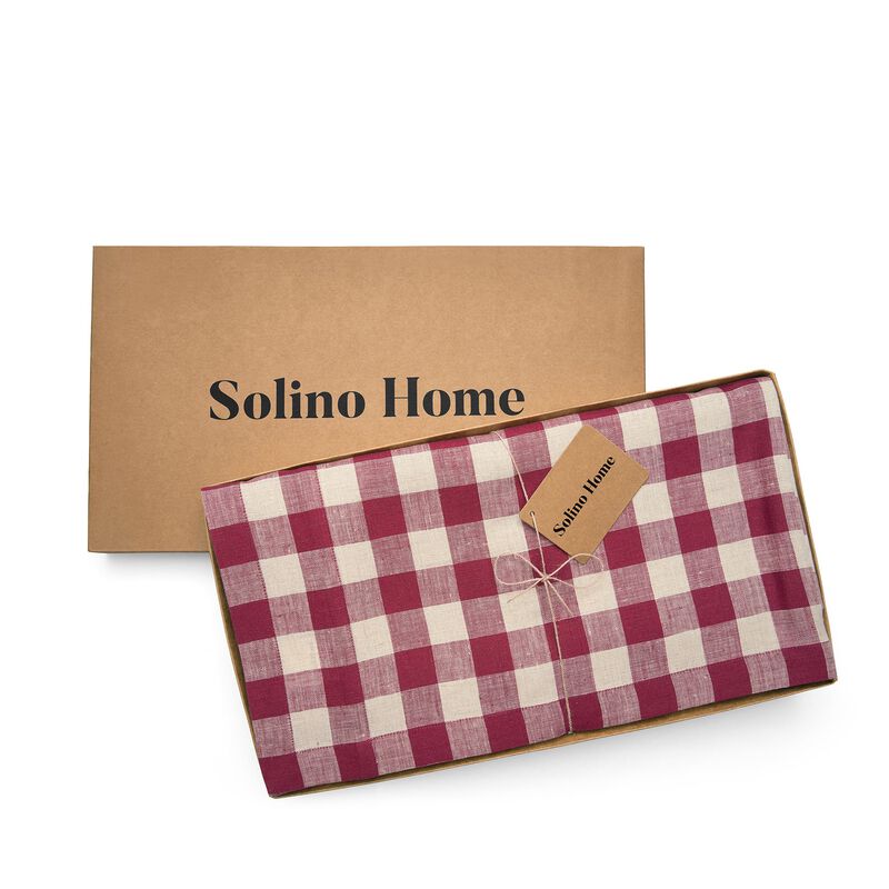 Christmas Linen Table Throw - Morgan Check, Solino Home