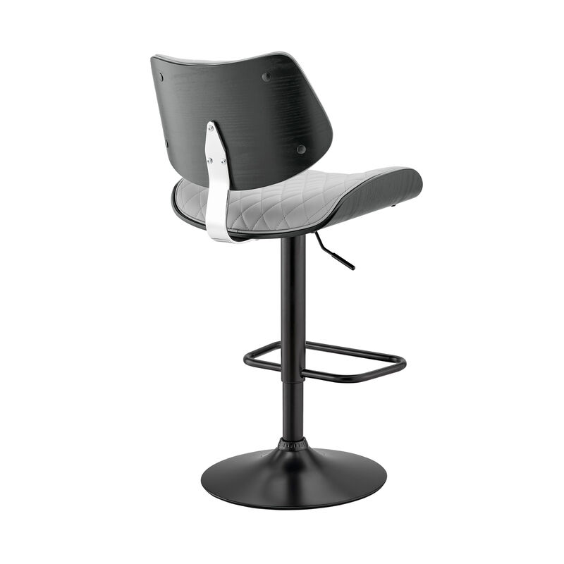 Leland Adjustable Gray Faux Leather and Black Finish Stool image number 3
