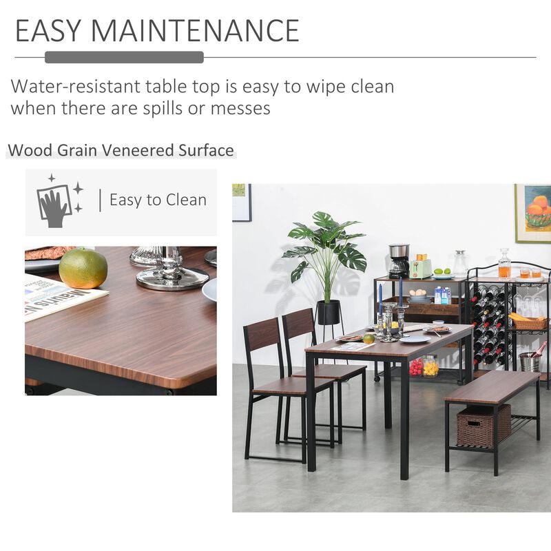 Hivvago Industrial Dining Table Set with Bench for Kitchen image number 5