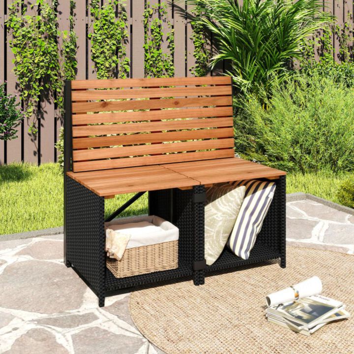 Hivvago 2-in-1 Transforming Picnic Table and Chairs Set with Storage