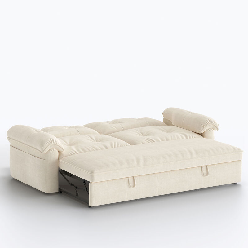 Upholstery Linen Fabric Pull-out Sofa Bed for Living Room, Bedroom & Guest Room, Beige image number 4