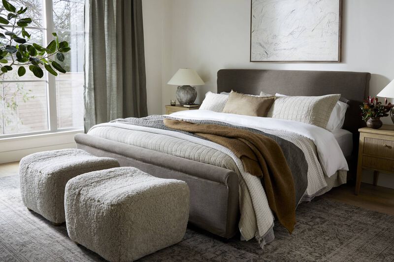 Oslo Beige Shearling Ottoman