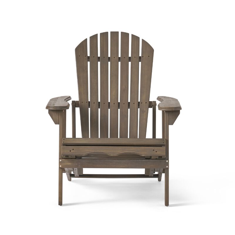 Libo Outdoor Recliner Adirondack Chair, Slatted Gray Acacia Wood image number 1