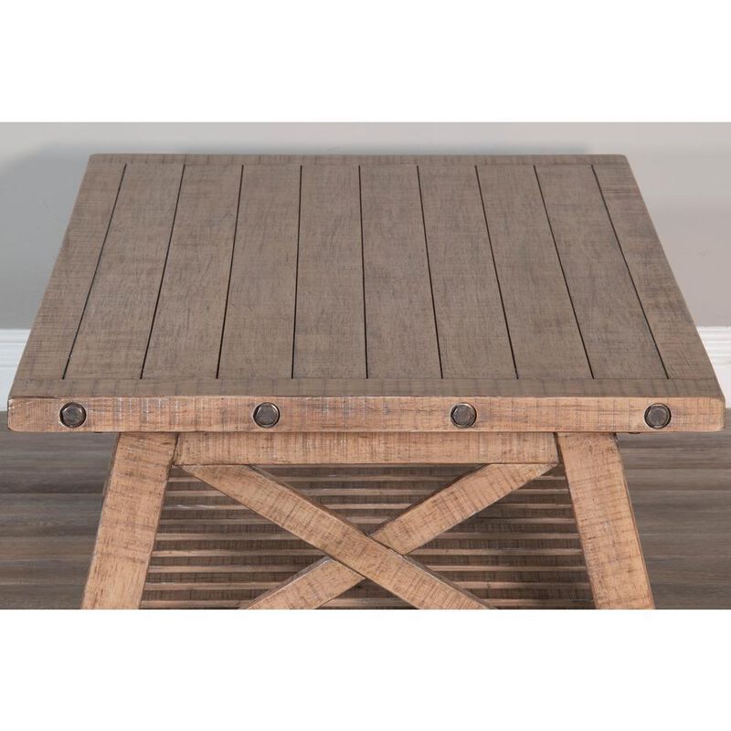 Sunny Designs Vivian 52 Farmhouse Mahogany Wood Coffee Table in Light Brown