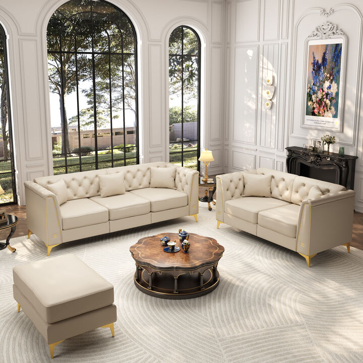 Wotvo PU Modular Chesterfield Sofa Set