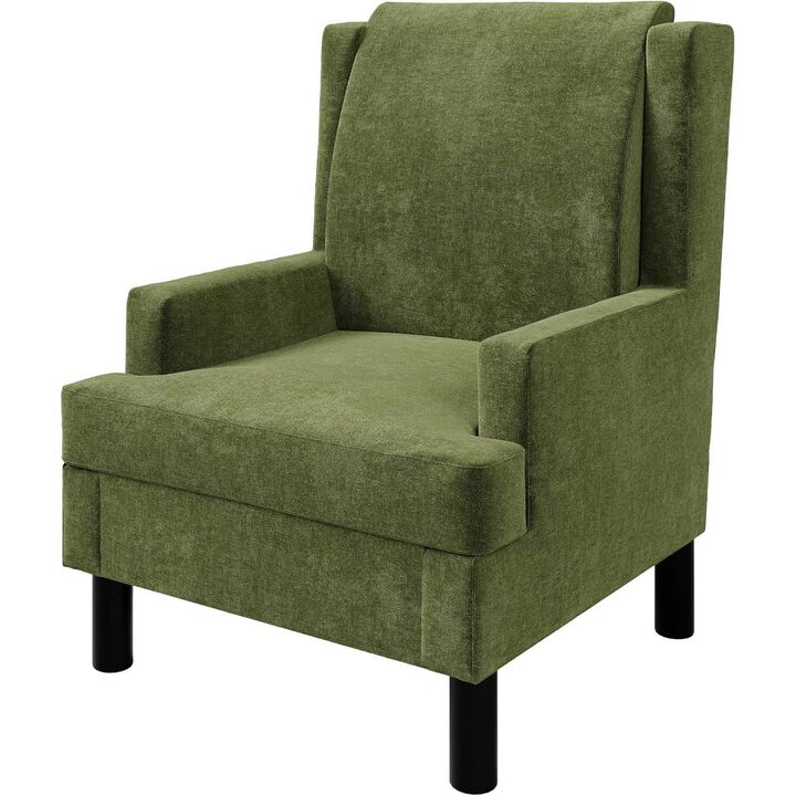 Upholstered Wingback Accent Chair, Modern Reading Armchair for Living Room, Bedroom, Green