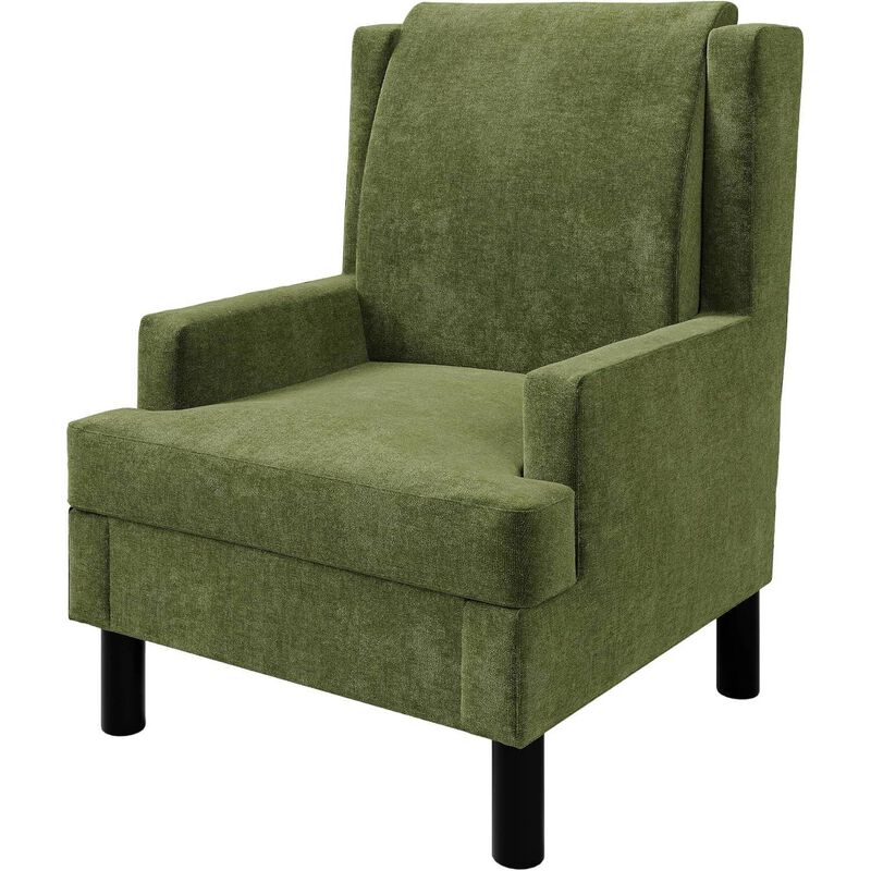 Upholstered Wingback Accent Chair, Modern Reading Armchair for Living Room, Bedroom, Green image number 0