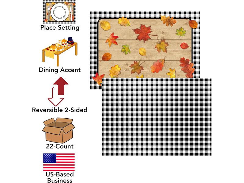Sided Black Gingham Reversible Disposable Paper Place Mats image number 5