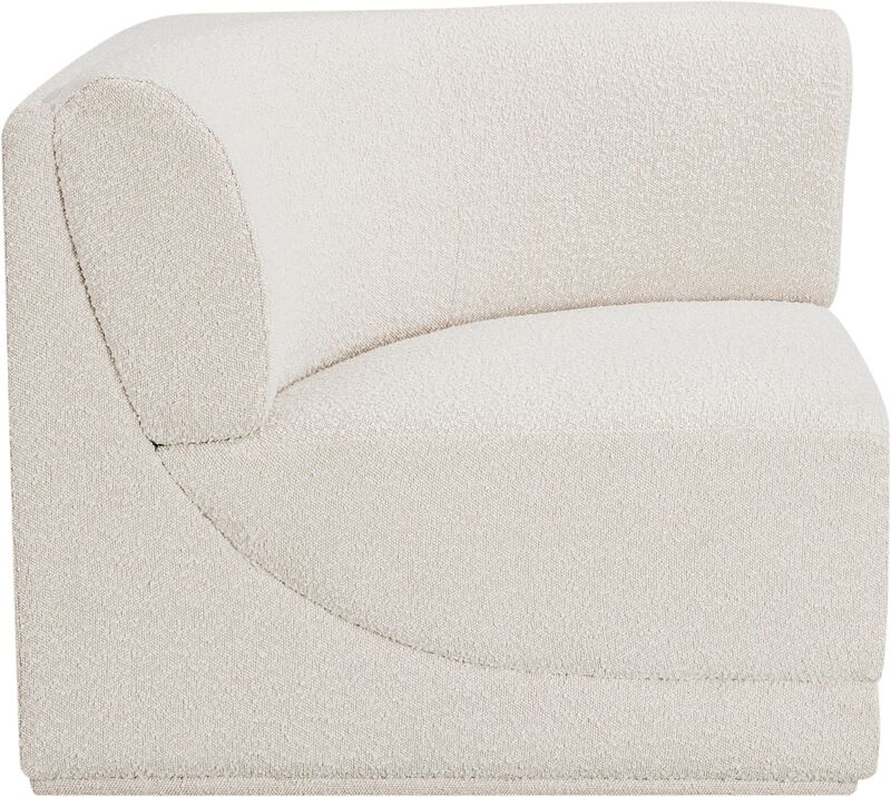 Meridian Furniture Ollie Cream Boucle Fabric Corner