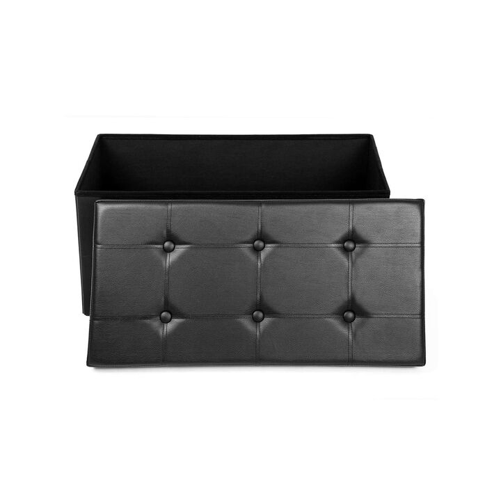30" L Faux Leather Folding Storage Ottoman Bench, Storage Chest Footrest Padded Seat