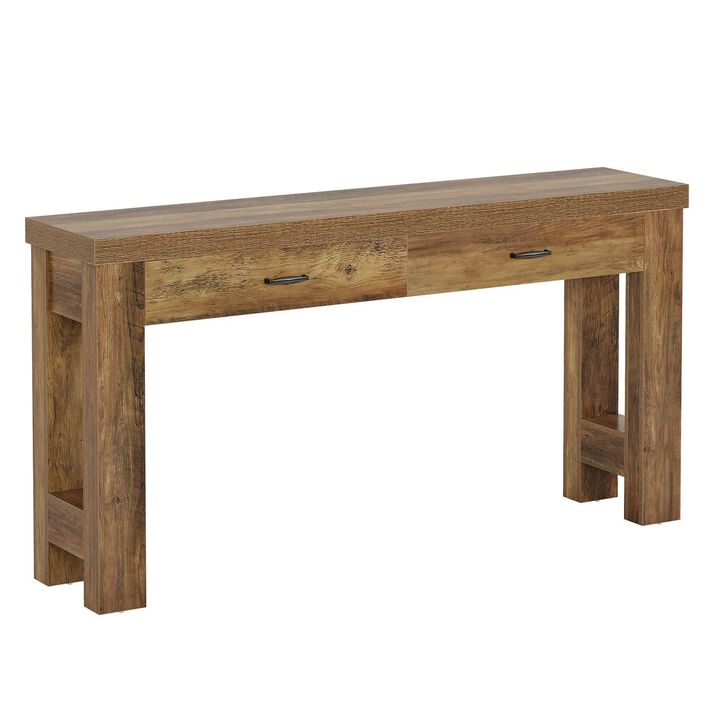 Tribesigns Country Rustic Wood Console Table with Drawers