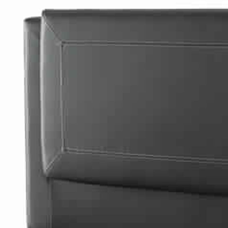 Pine Wood/ Bonded Leather Queen Size Bed In Black - Benzara