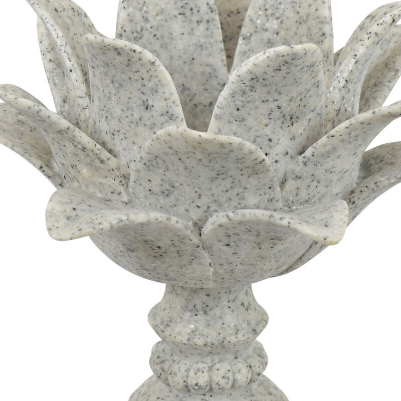 Tabletop D&eacute;cor Candle Holder, Lotus Leaf Sculptural, Speckled Gray, 10 Inch image number 5