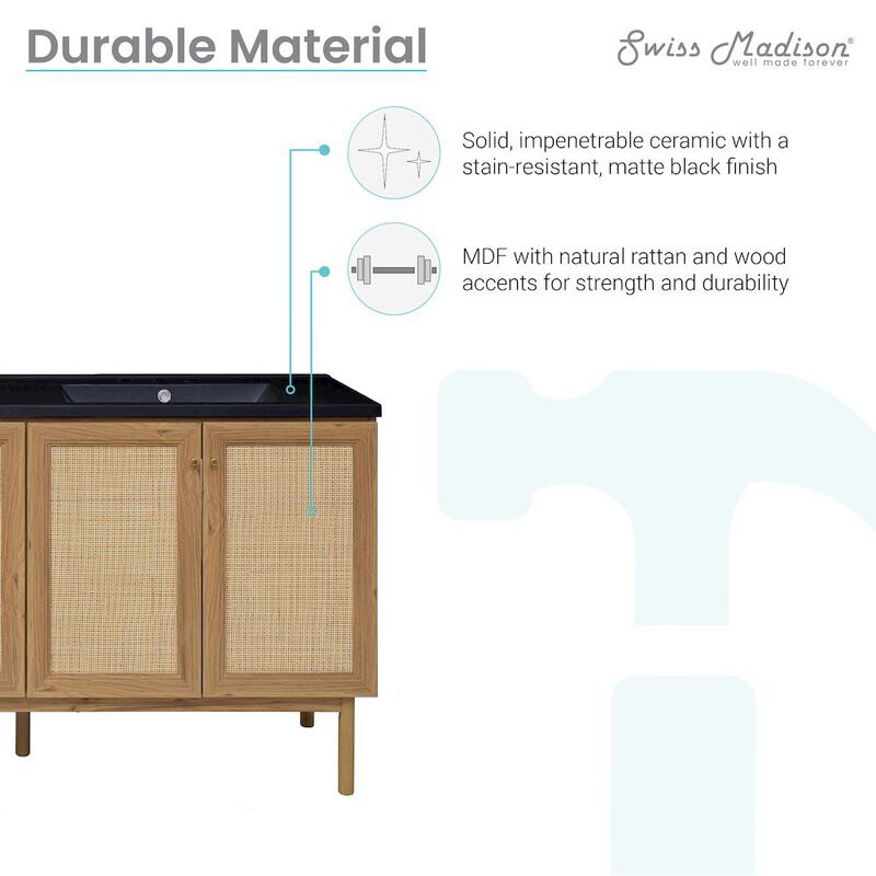 60" Freestanding Bathroom Vanity with 3-Hole Widespread Sink Top image number 2