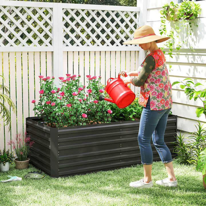 Hivvago Outdoor Steel Raised Garden Planter with Reinforced Rods