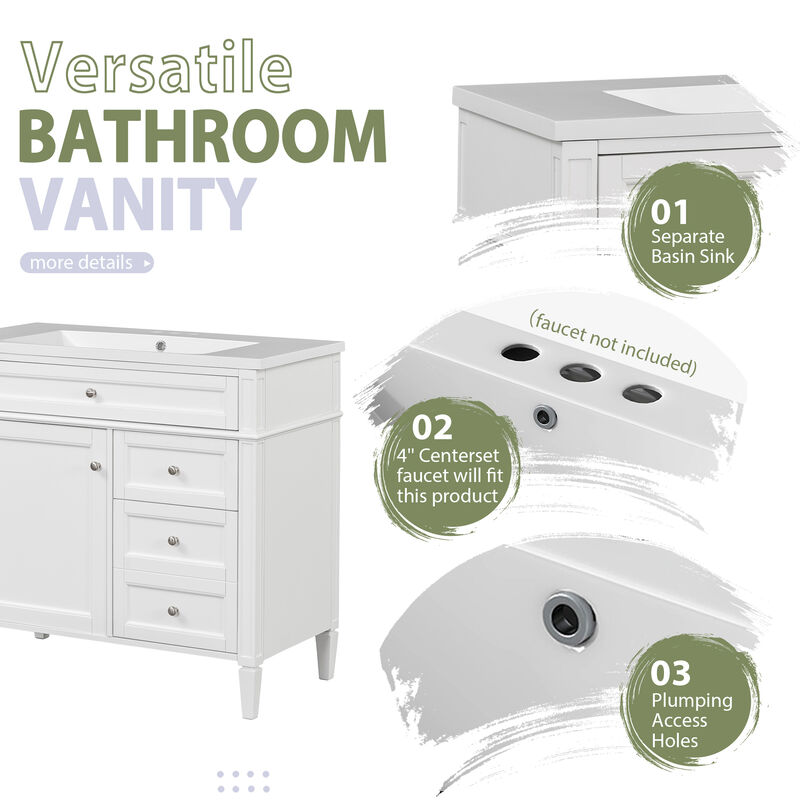 36'' Single Sink Bathroom Vanity with  Mirror cabinet