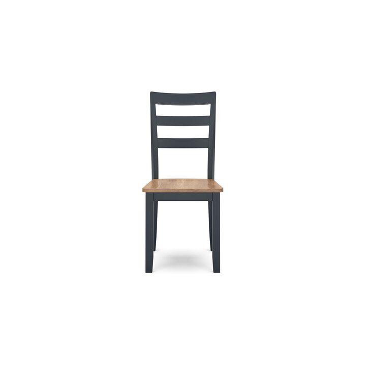 Gasy Dining Side Chair Set of 2, Dark Blue Solid Wood Brown Mango Seat - Benzara