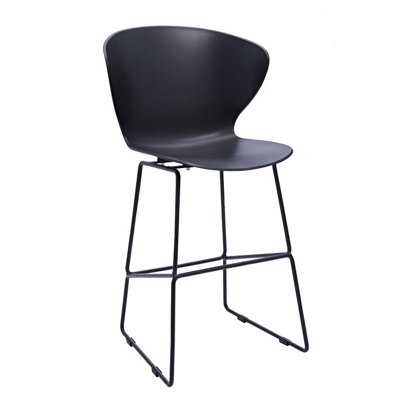 Hivvago Set of Two 30 Inch Black Heavy Duty Plastic and Metal Low Back Bar Height Bar Chairs
