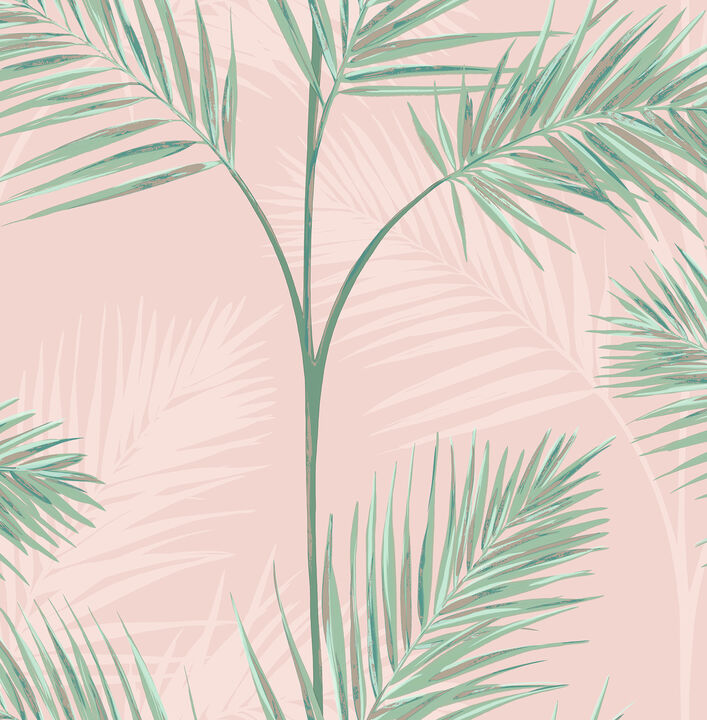 South Beach Blush Fronds Wallpaper