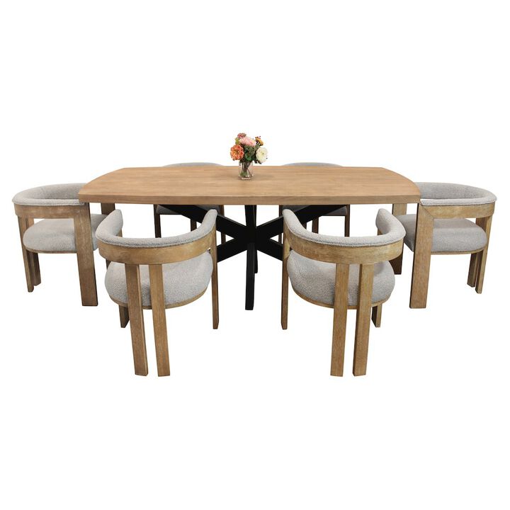 Logan 82 Dining Table with 6 Trish Silver Arm Chairs