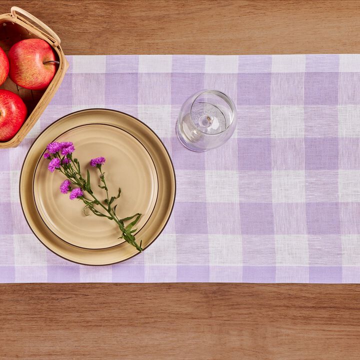 Solino Home Buffalo Check 100% Linen Table Runner &ndash; Handcrafted, Machine Washable, Perfect for Holiday and Everyday Dining